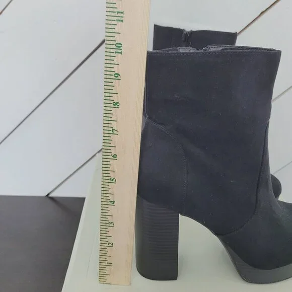 NWT Sun Stone Patriceef Womens Black Faux Suede High Heel Ankle Boots Size 10M - Picture 3 of 9